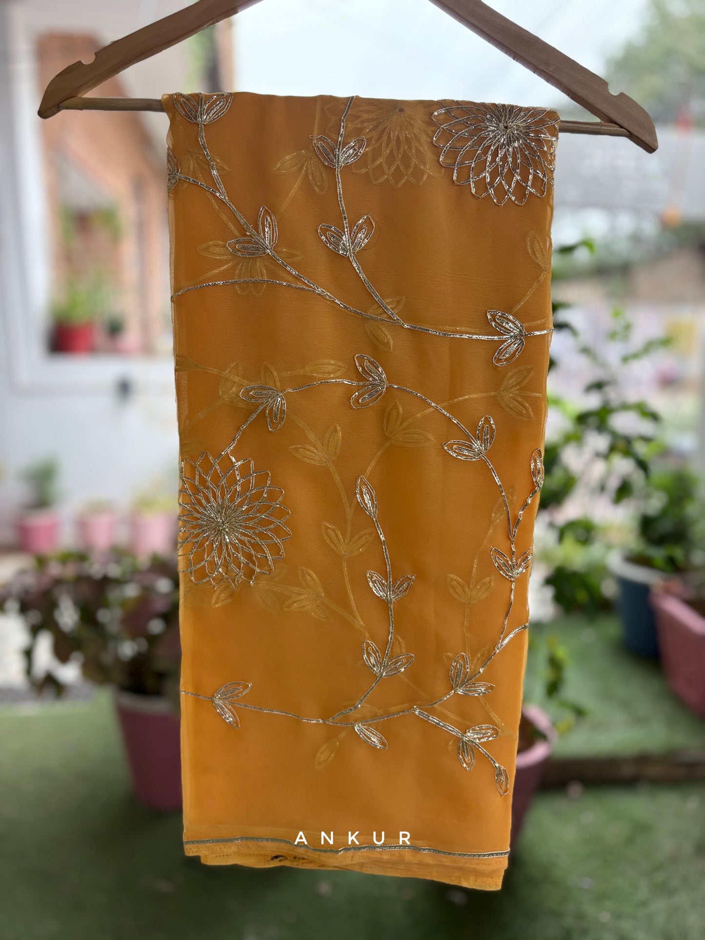 Musdard Yellow in Jaal work Anvi