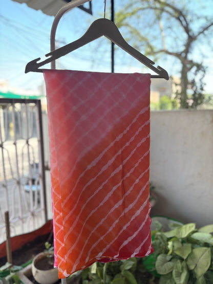 Four Colour Orange to Pink Lehriya