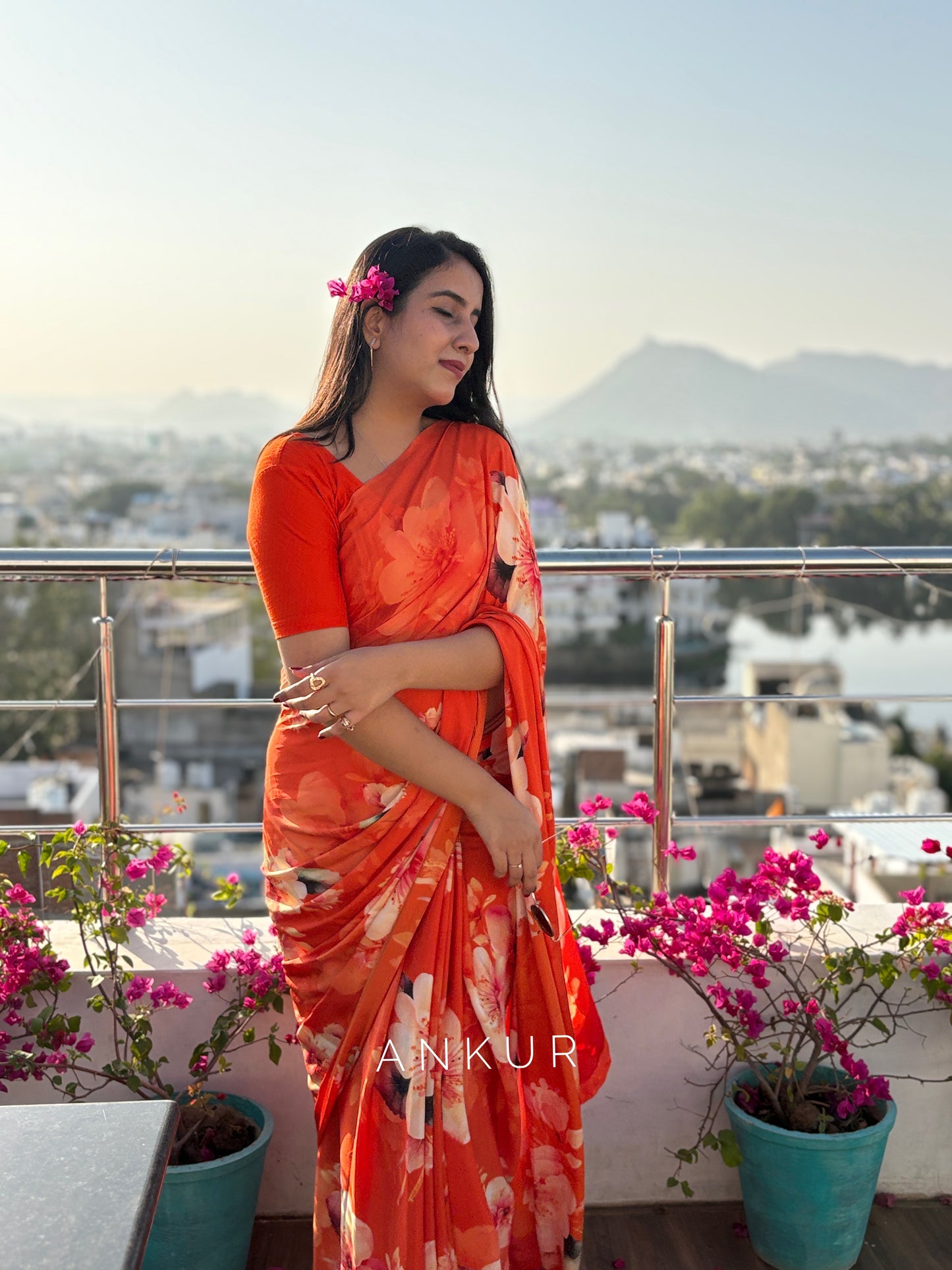 Tangerine Floral Ember Mona Beyond Silk