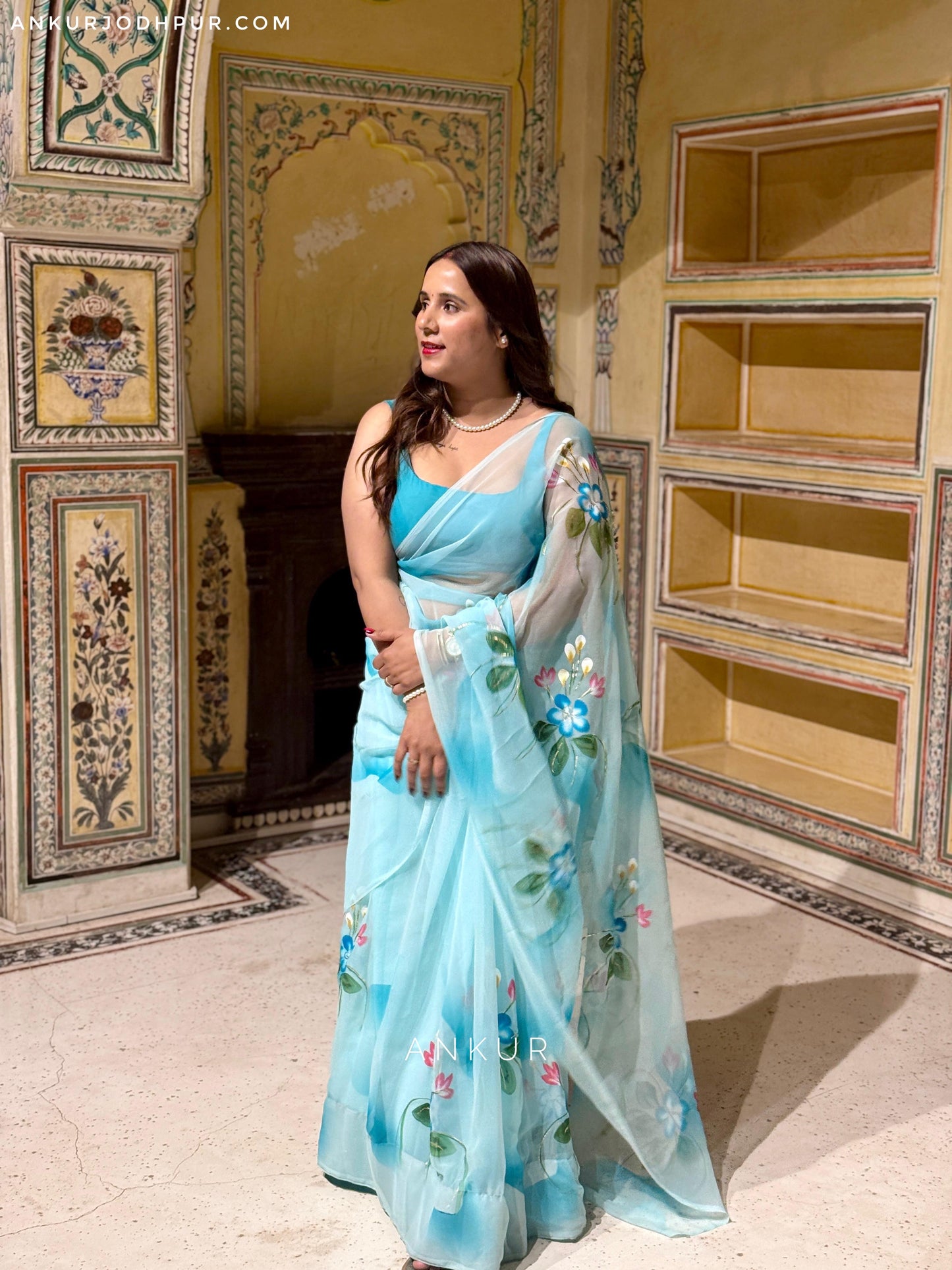 Sky Blue Flower Brush Paint