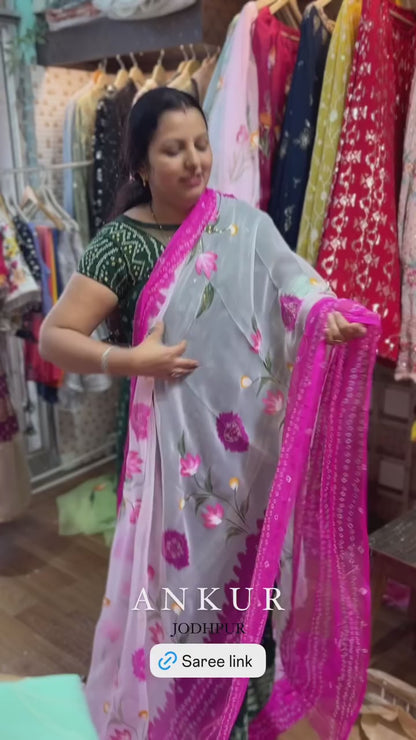 Hand Painted Gulabi Faganiya Saree