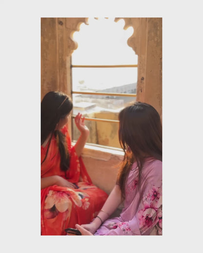 Tangerine Floral Ember Mona Beyond Silk