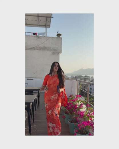 Tangerine Floral Ember Mona Beyond Silk