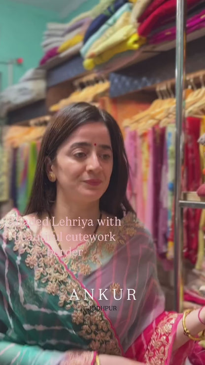 Shaded Lehriya Firozi to Pink Nagina